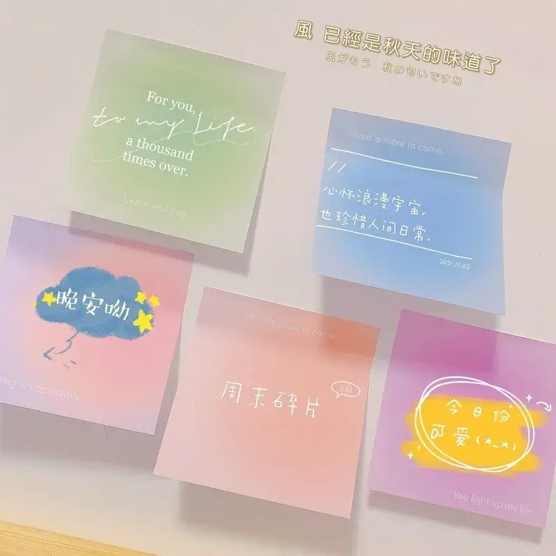 Sky Gradient Self Stick Notes Self-adhesive Sticky Note Post Cute Notepads Posted Writing Pad Stickers Paper Creative note paper