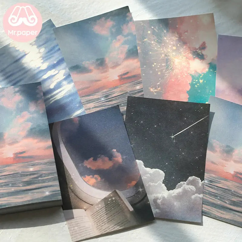 Mr Paper 100pcs/lot Ins Style Rainbow Star Sunset Waves Loose Leaf Memo Pads Minimalist Write Down Points Artsy Style Memo Pads