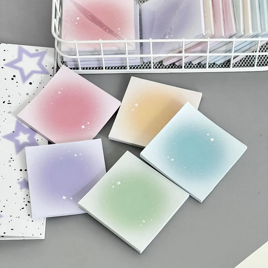 50pcs Gradient Note Paper Memo Pad Sticky Notes Tearable Colorful Square Note Book Cute Non Adhesive Material Paper Stationery