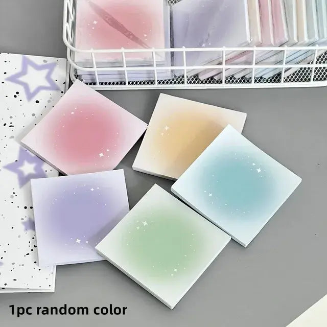 50pcs Gradient Note Paper Memo Pad Sticky Notes Tearable Colorful Square Note Book Cute Non Adhesive Material Paper Stationery