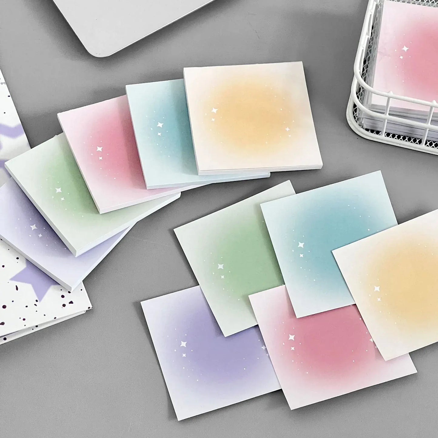 50pcs Gradient Note Paper Memo Pad Sticky Notes Tearable Colorful Square Note Book Cute Non Adhesive Material Paper Stationery