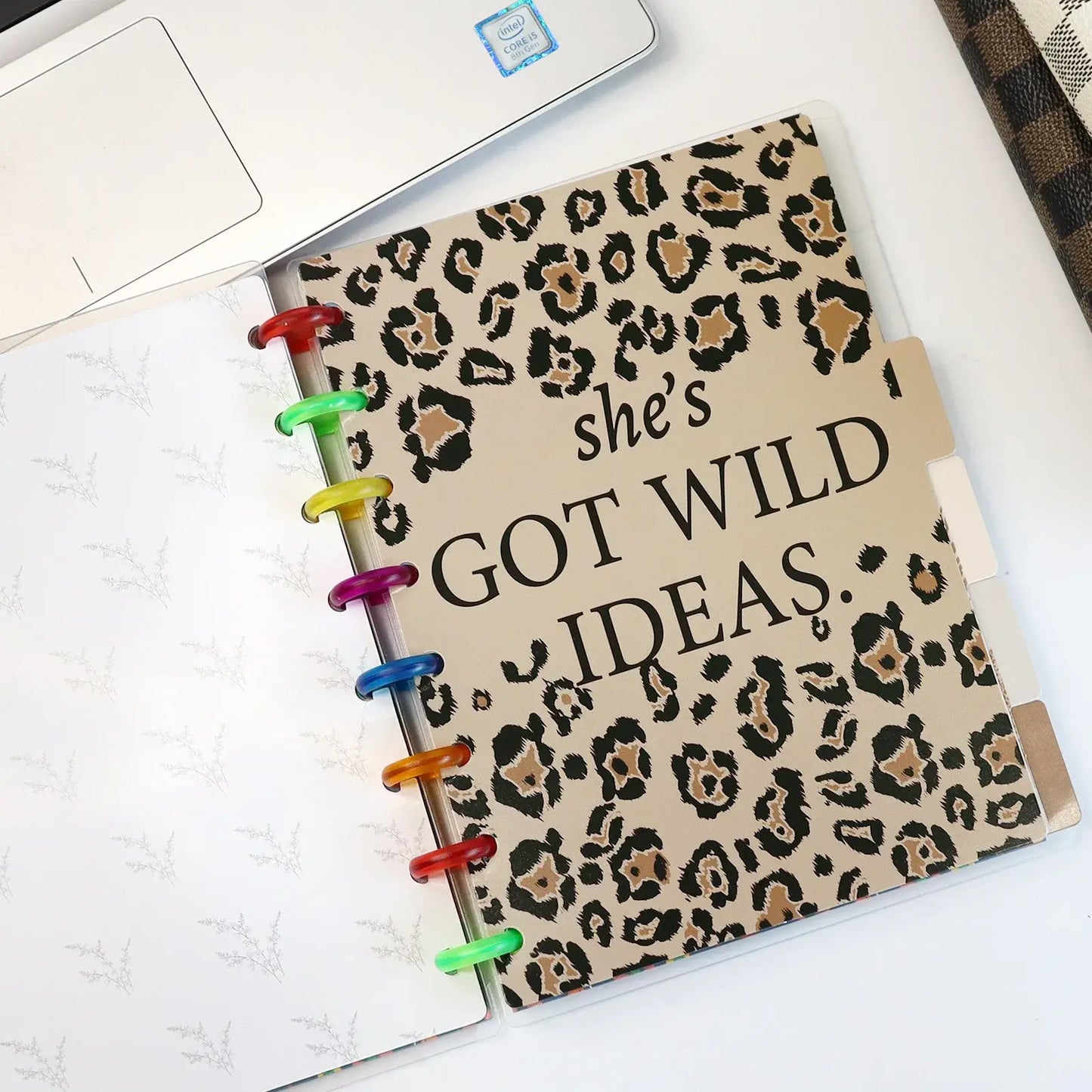 Cute Leopard A5 Loose Leaf Notebook Spiral Bindr Index Separator Page 6pcs Dividers Diary Journal Refill Paper School Stationery