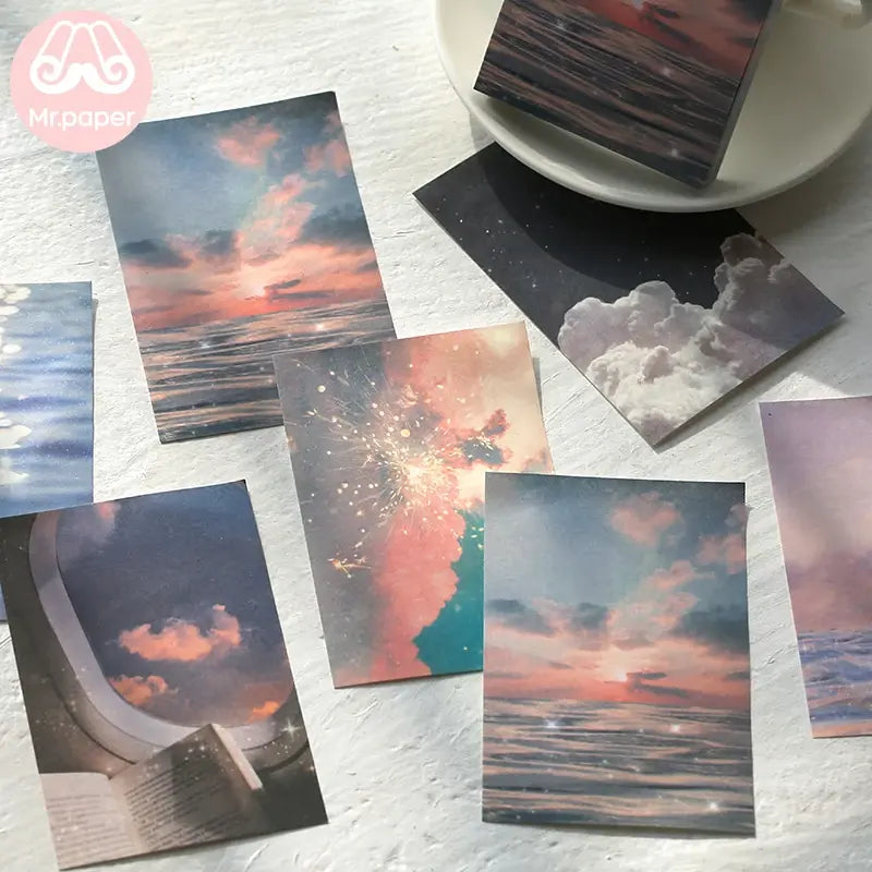 Mr Paper 100pcs/lot Ins Style Rainbow Star Sunset Waves Loose Leaf Memo Pads Minimalist Write Down Points Artsy Style Memo Pads