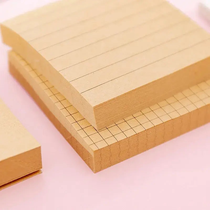 80 Pcs Kraft Paper And White Blank Lined Grids Pages Sticky Notes Notepads Self-Stick Memo Pads for school office supplies