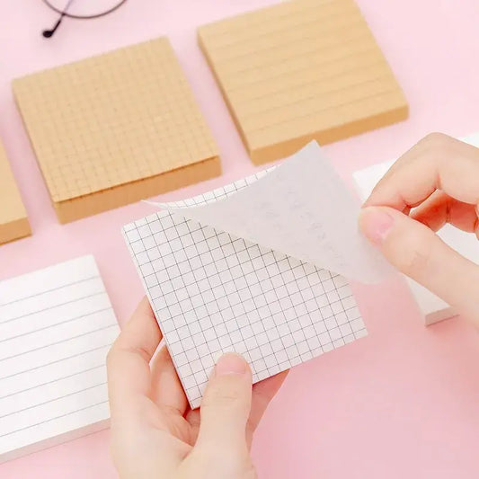 80 Pcs Kraft Paper And White Blank Lined Grids Pages Sticky Notes Notepads Self-Stick Memo Pads for school office supplies