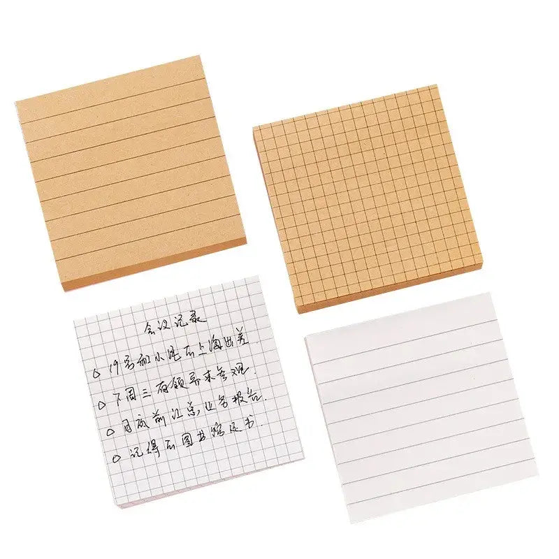 80 Pcs Kraft Paper And White Blank Lined Grids Pages Sticky Notes Notepads Self-Stick Memo Pads for school office supplies